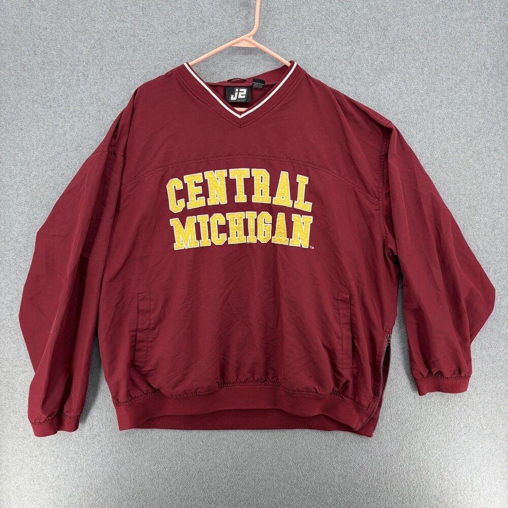 Vintage Central Michigan Chippewas J2 Sport 2XL Pullover Windbreaker Jacket